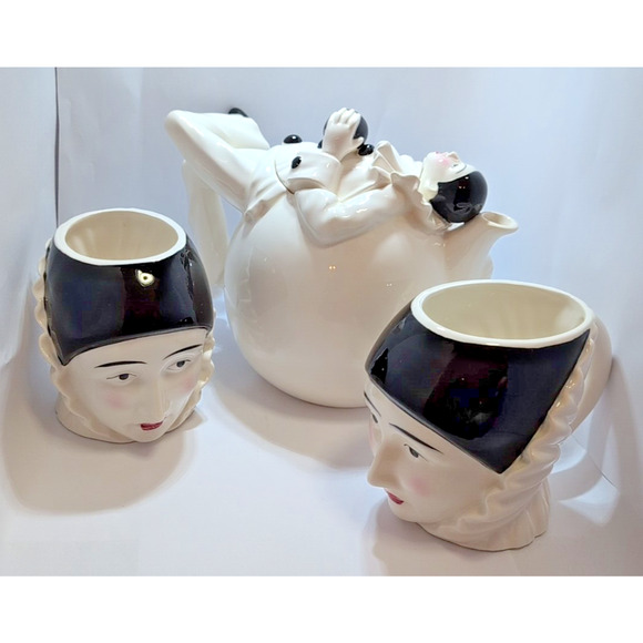 VTG Taste Setter Sigma Pierrot Mime Teapot 2 cups complete set